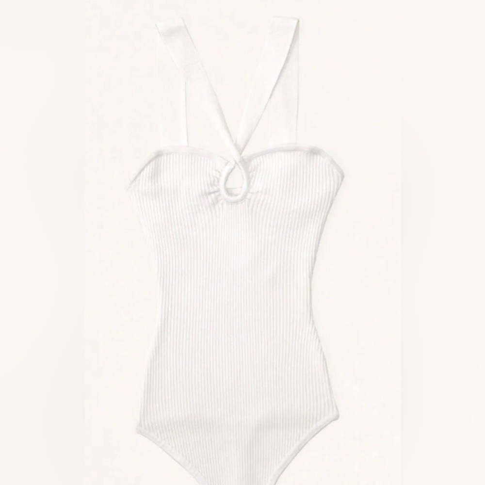 Abercrombie white ribbed halter neck bodysuit